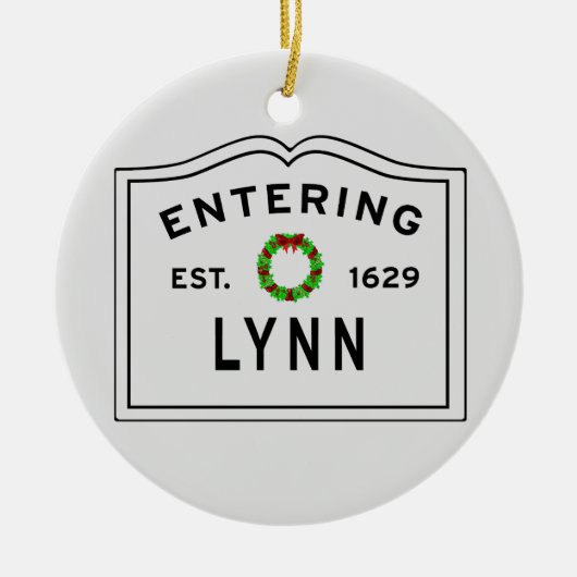 De stad Lynn Holiday Wreath Ceramic Ornament (Voorkant)