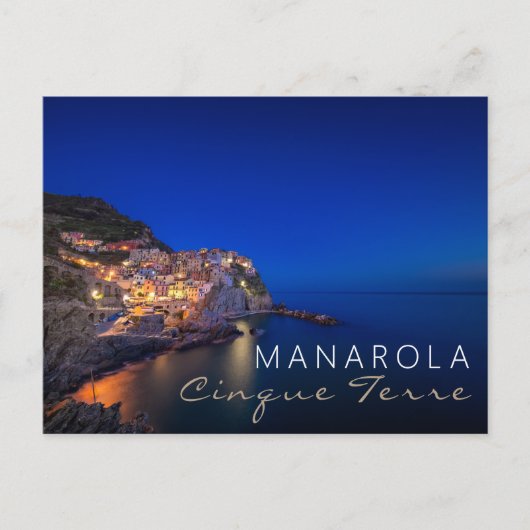 De stad Manarola in de Cinque Terre in de avond Briefkaart (Voorkant)