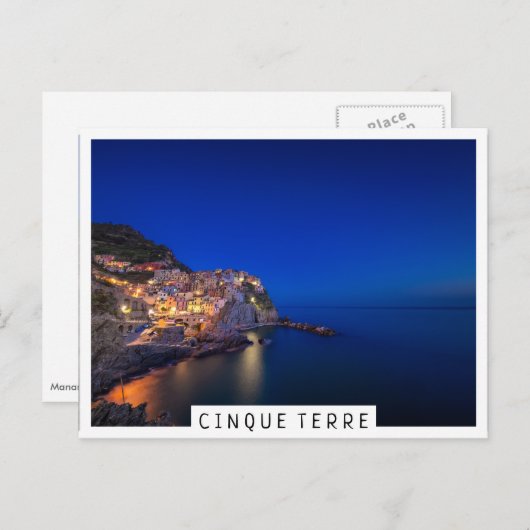 De stad Manarola in de Cinque Terre in de avond Briefkaart (Voorkant / Achterkant)