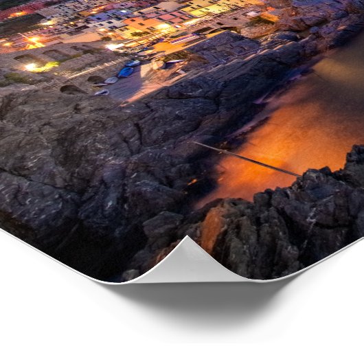 De stad Manarola in de Cinque Terre in de avond Poster (Hoek)