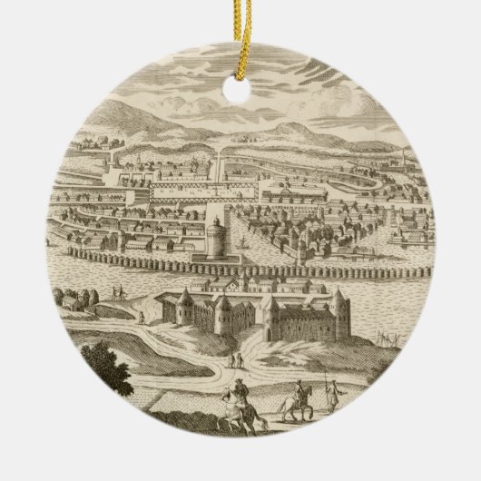De stad Mexico, 1723 (graving) Keramisch Ornament (Voorkant)