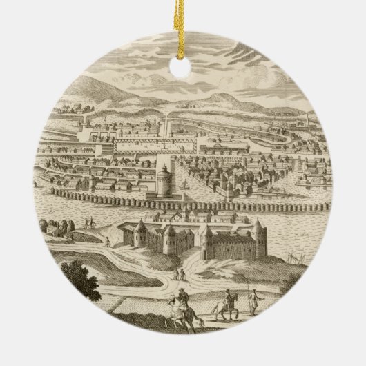 De stad Mexico, 1723 (graving) Keramisch Ornament (Achterkant)