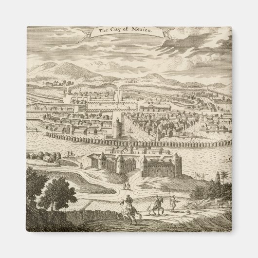 De stad Mexico, 1723 (graving) Magneet (Voorkant)