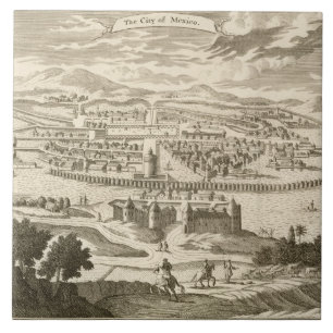 De stad Mexico, 1723 (graving) Tegeltje