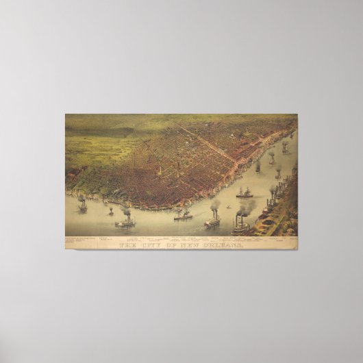 De stad New Orleans Louisiana vanaf 1885 Canvas Afdruk (Voorkant)