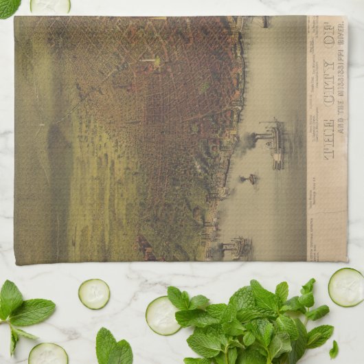 De stad New Orleans Louisiana vanaf 1885 Theedoek (Gevouwen)