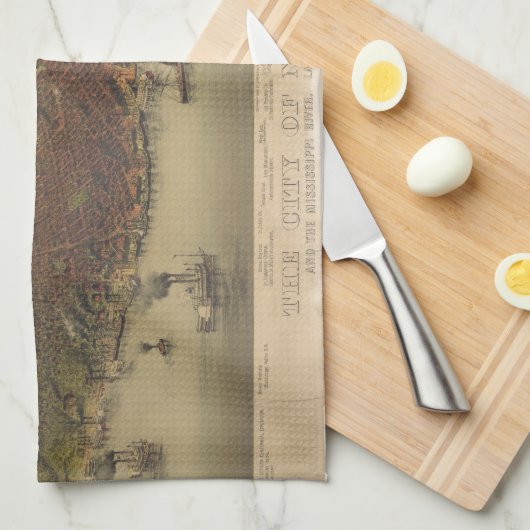 De stad New Orleans Louisiana vanaf 1885 Theedoek (Quarter Fold)