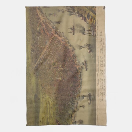 De stad New Orleans Louisiana vanaf 1885 Theedoek (Verticaal)