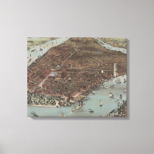 De stad New York | 1883 (kleurenlithograaf) Canvas Afdruk (Voorkant)