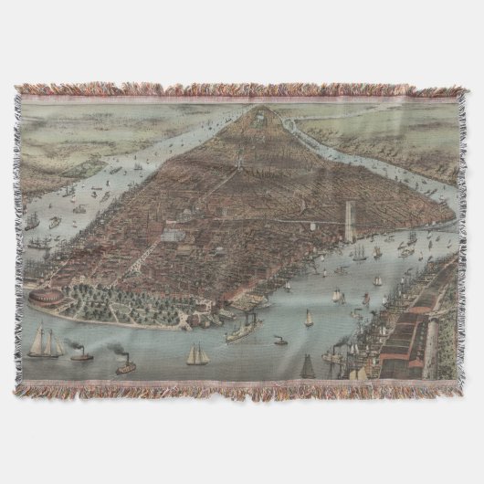 De stad New York | 1883 (kleurenlithograaf) Deken (Voorkant)