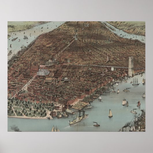 De stad New York | 1883 (kleurenlithograaf) Poster (Voorkant)