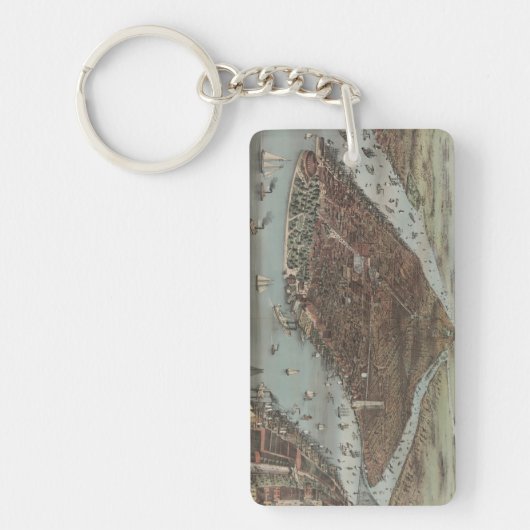 De stad New York | 1883 (kleurenlithograaf) Sleutelhanger (Voorkant)