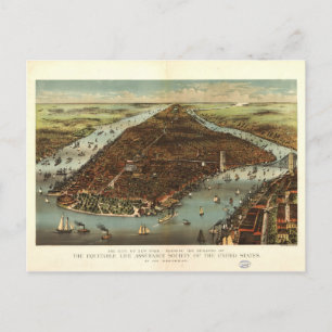 De stad New York via Currier en Ives (1883) Briefkaart