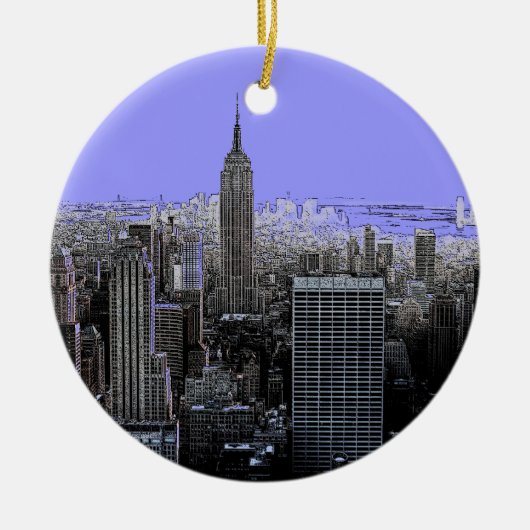 De stad New York voor in de kerstboom Keramisch Ornament (Voorkant)