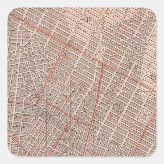 De stad NY Atlas Map Vierkante Sticker (Voorkant)