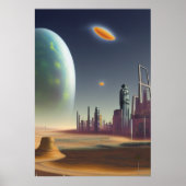 De stad op een vreemde planeet | AI Art Poster (Voorkant)