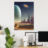 De stad op een vreemde planeet | AI Art Poster (Thuiskantoor)