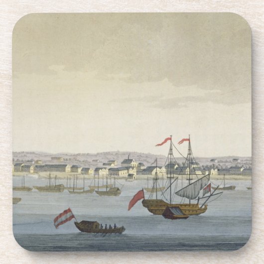 De stad Paramaribo (kleurengravure) Drankjes Onderzetter (Voorkant)