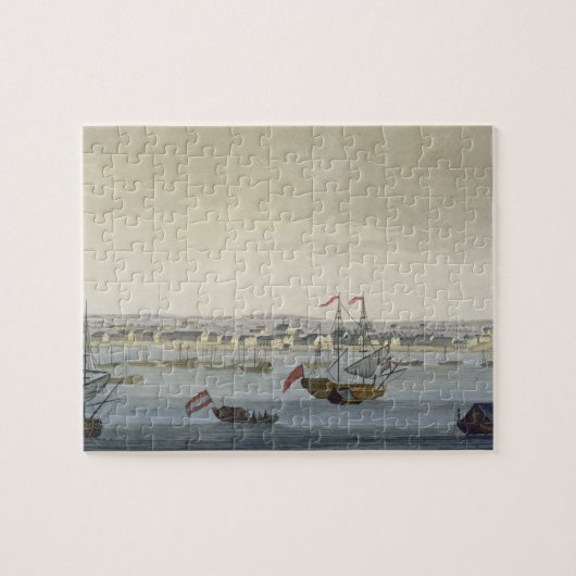 De stad Paramaribo (kleurengravure) Legpuzzel (Horizontaal)