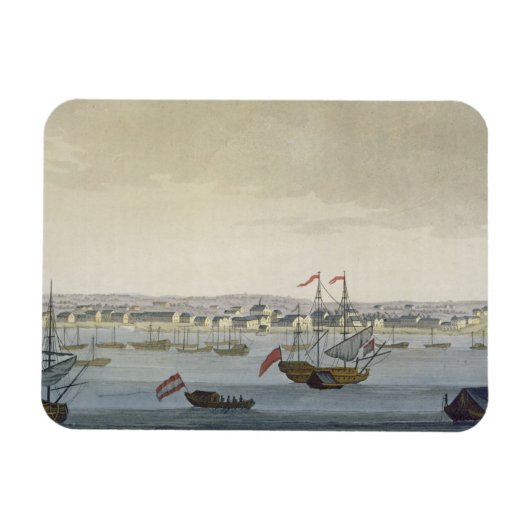 De stad Paramaribo (kleurengravure) Magneet (Horizontaal)