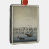 De stad Paramaribo (kleurengravure) Metalen Ornament (Rechts)