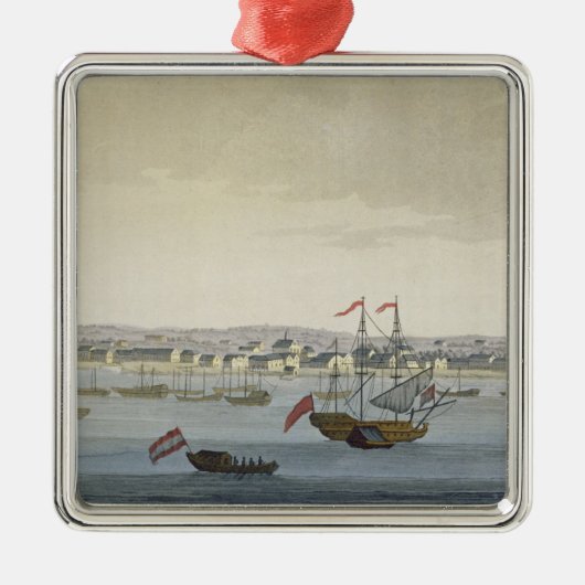 De stad Paramaribo (kleurengravure) Metalen Ornament (Voorkant)