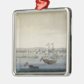 De stad Paramaribo (kleurengravure) Metalen Ornament (Links)