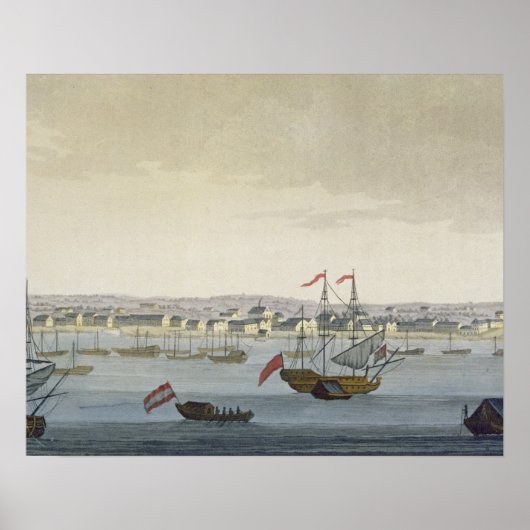 De stad Paramaribo (kleurengravure) Poster (Voorkant)