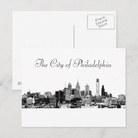 De stad Philadelphia Briefkaart (Voorkant / Achterkant)