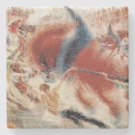 De stad Rises (door Umberto Boccioni) Stenen Onderzetter