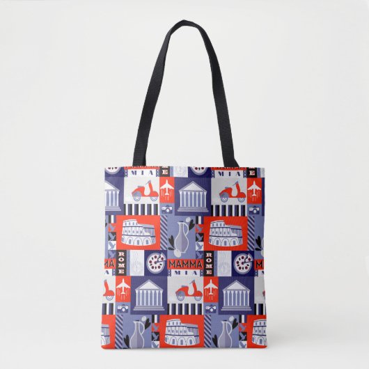 De stad Rome heeft een naadloos decoratief ontwerp Tote Bag (Voorkant)