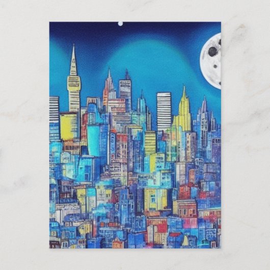 De stad 's nachts werkt alleen voor jou. briefkaart (Voorkant)