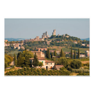 De stad San Gimignano, Toscane, Italië Foto Afdruk