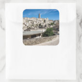De stad Sassi di Matera Vierkante Sticker (Tas)