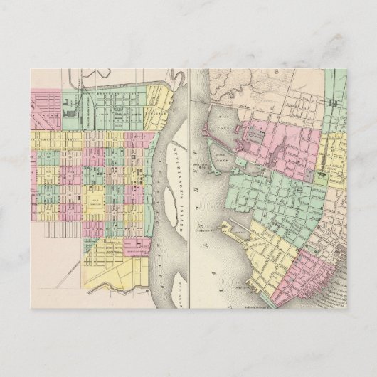 De stad Savannah Georgia Briefkaart (Voorkant)