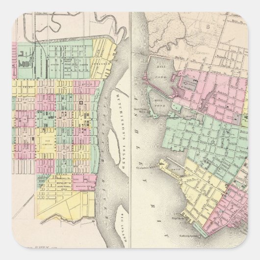 De stad Savannah Georgia Vierkante Sticker (Voorkant)