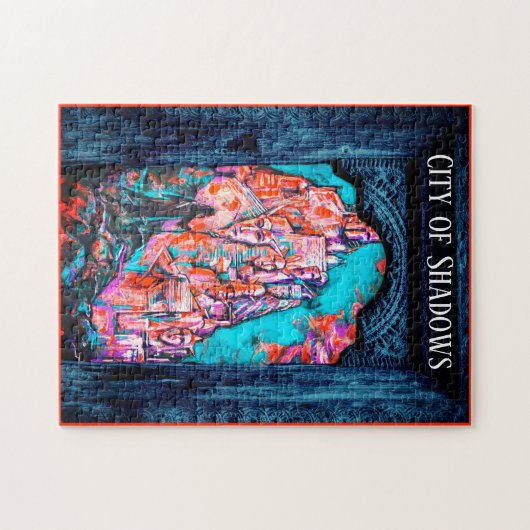 De stad Shadows Fantasy Art benaderen Legpuzzel (Horizontaal)