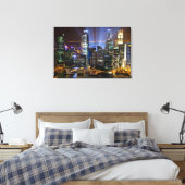 De stad Singapore 's nachts Canvas Afdruk (Insitu (Slaapkamer))