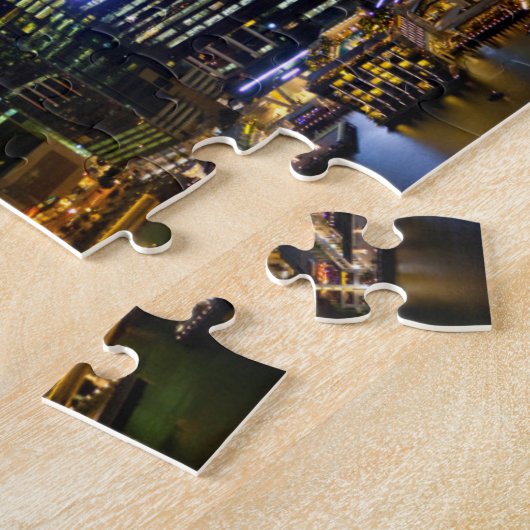 De stad Singapore 's nachts Legpuzzel (Zijkant)
