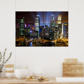 De stad Singapore 's nachts Poster (Keuken)