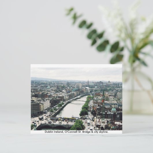 De stad skyline in Ierland, O'Connell Bridge Dubli Briefkaart (Staand voorkant)