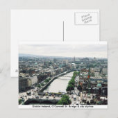 De stad skyline in Ierland, O'Connell Bridge Dubli Briefkaart (Voorkant / Achterkant)