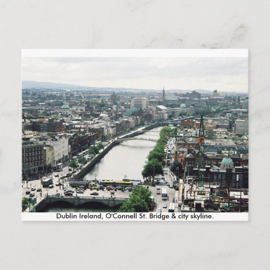 De stad skyline in Ierland, O'Connell Bridge Dubli Briefkaart (Voorkant)