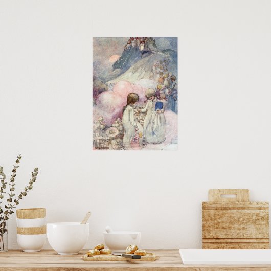 De stad Slaap door Anne Anderson Poster (Keuken)