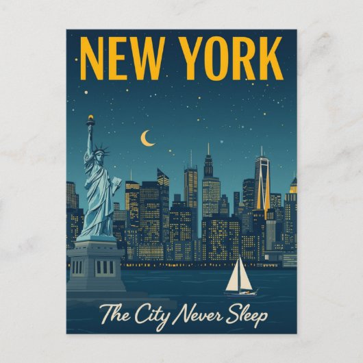 De stad slaapt nooit New York Travel Briefkaart (Voorkant)