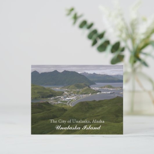 De stad Unalaska, Alaska Briefkaart (Staand voorkant)