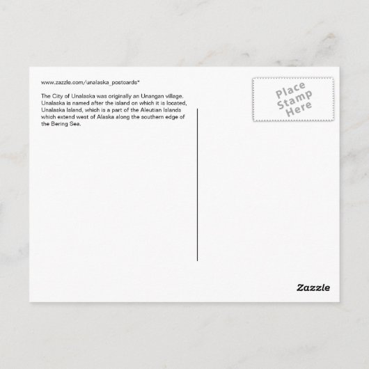 De stad Unalaska, Alaska Briefkaart (Achterkant)