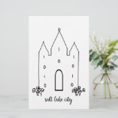 de stad utah tempel is een eenvoudig modern zoutme briefpapier (Staand voorkant)