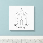 de stad utah tempel is een eenvoudig modern zoutme canvas afdruk (Insitu (Houten vloer))