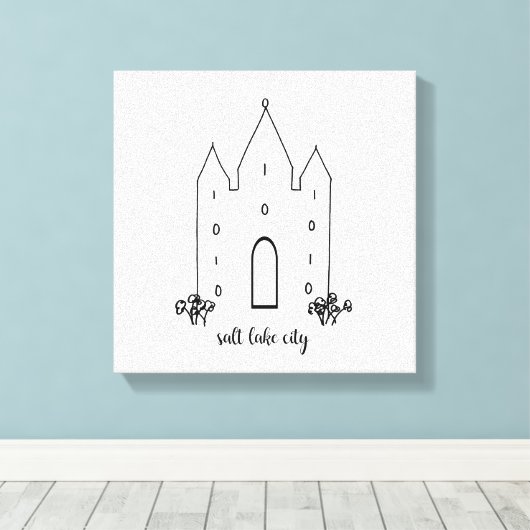 de stad utah tempel is een eenvoudig modern zoutme canvas afdruk (Insitu (Houten vloer))